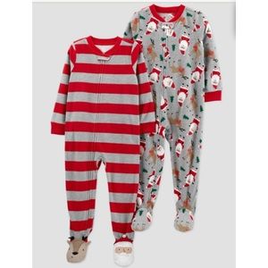 2-Pk Toddler Striped Santa Fleece Footed Pajama-Just One You made by carter's